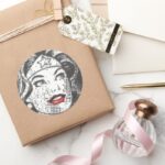 Wonder Woman Red Lips Classic Round Sticker