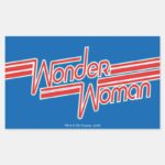 Wonder Woman Red And Blue Stripe Logo Rectangular Sticker