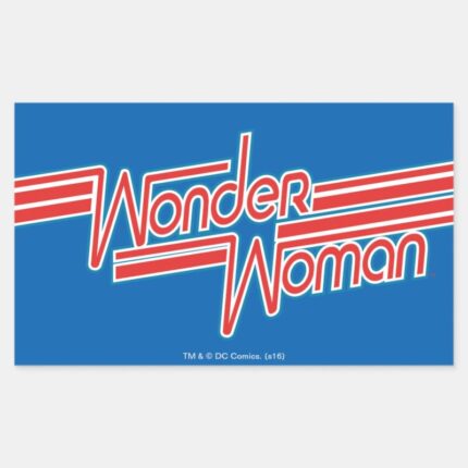 Wonder Woman Red And Blue Stripe Logo Rectangular Sticker