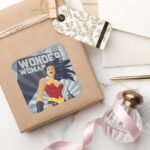Wonder Woman Retro City Sunburst Square Sticker