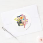 Wonder Woman Retro Flowers Classic Round Sticker