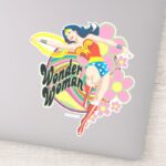 Wonder Woman Retro Flowers Sticker