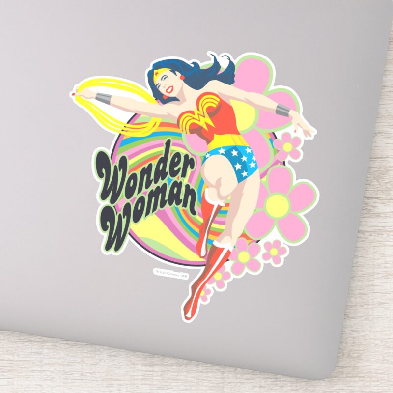 Wonder Woman Retro Flowers Sticker Wonder Woman Retro Flowers Sticker
