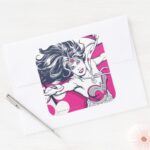Wonder Woman Retro Glam Character Art Square Sticker