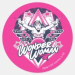 Wonder Woman Retro Glam Rock Graphic Classic Round Sticker
