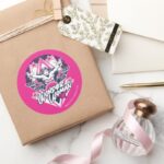 Wonder Woman Retro Glam Rock Graphic Classic Round Sticker