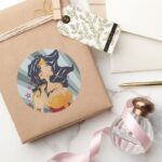 Wonder Woman Retro Profile Sunburst Classic Round Sticker