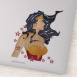 Wonder Woman Retro Profile Sunburst Sticker