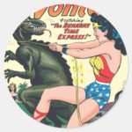 Wonder Woman Runaway Time Express Classic Round Sticker