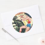 Wonder Woman Runaway Time Express Classic Round Sticker