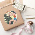 Wonder Woman Runaway Time Express Classic Round Sticker