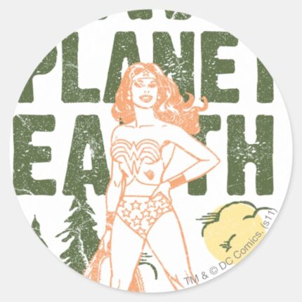 Wonder Woman Save Planet Earth Classic Round Sticker