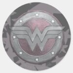 Wonder Woman Shield Pattern Classic Round Sticker