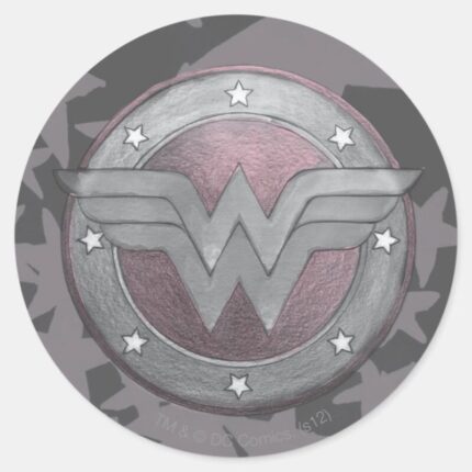 Wonder Woman Shield Pattern Classic Round Sticker