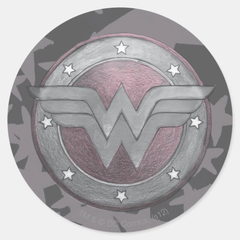 Wonder Woman Shield Pattern Classic Round Sticker
