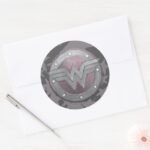 Wonder Woman Shield Pattern Classic Round Sticker
