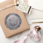 Wonder Woman Shield Pattern Classic Round Sticker