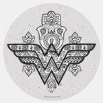 Wonder Woman Spiritual Paisley Hamsa Logo Classic Round Sticker