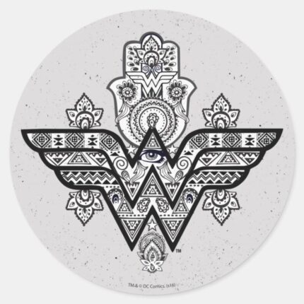 Wonder Woman Spiritual Paisley Hamsa Logo Classic Round Sticker