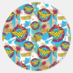 Wonder Woman Spray Paint Pattern Classic Round Sticker
