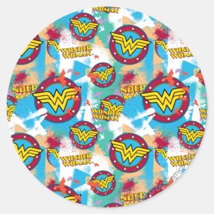 Wonder Woman Spray Paint Pattern Classic Round Sticker