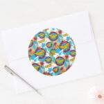 Wonder Woman Spray Paint Pattern Classic Round Sticker