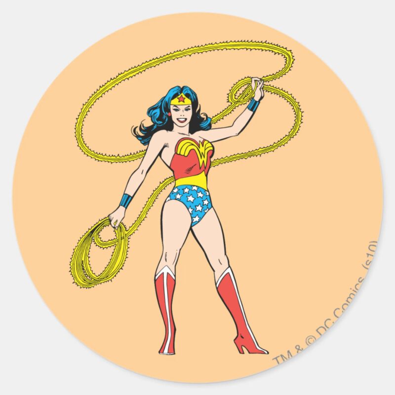 Wonder Woman Standing With Lasso Classic Round Sticker