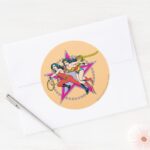 Wonder Woman Star Background Classic Round Sticker