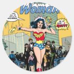 Wonder Woman Starring Pat Carbine Classic Round Sticker
