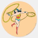 Wonder Woman Swinging Lasso Classic Round Sticker