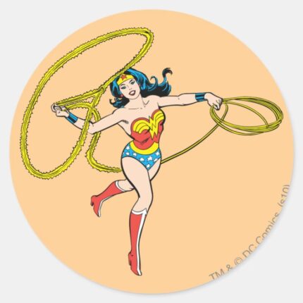 Wonder Woman Swinging Lasso Classic Round Sticker