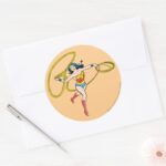 Wonder Woman Swinging Lasso Classic Round Sticker