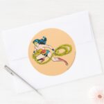 Wonder Woman Swinging Lasso Left Classic Round Sticker