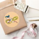 Wonder Woman Swinging Lasso Left Classic Round Sticker