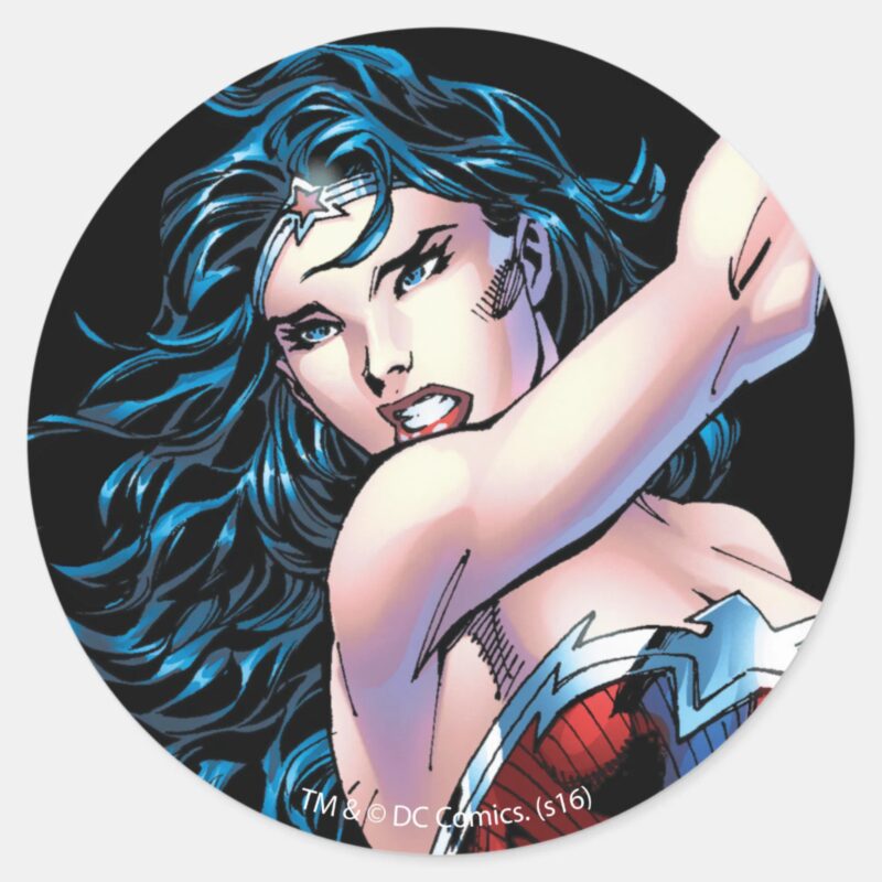 Wonder Woman Swinging Sword Classic Round Sticker