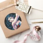 Wonder Woman Swinging Sword Classic Round Sticker