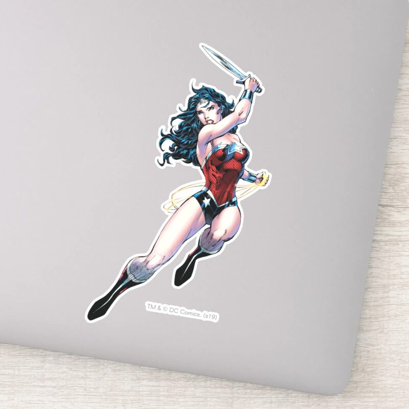 Wonder Woman Swinging Sword Sticker