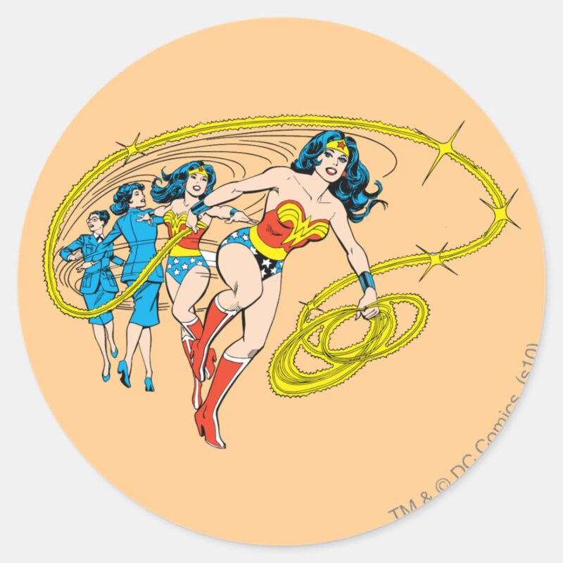 Wonder Woman Transform Classic Round Sticker