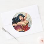 Wonder Woman Wearing Cape Classic Round Sticker