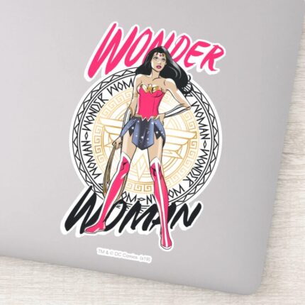Wonder Woman With Greek Tribal Emblem Sticker