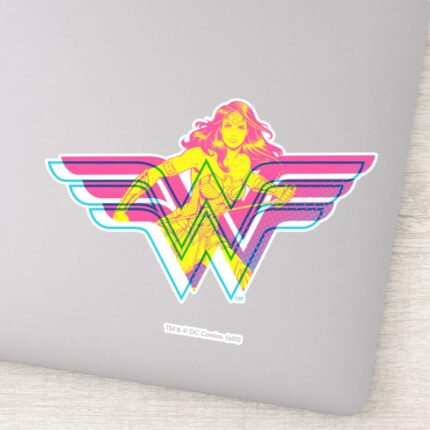 Wonder Woman Yellow Pink Comic Art Logo Sticker