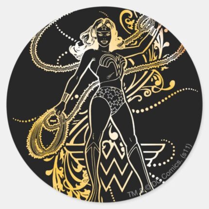 Wonder Woman Yellow Fade Classic Round Sticker