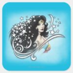 Wonder Woman And Stars Square Sticker