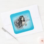 Wonder Woman And Stars Square Sticker