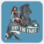 Wonder Woman On Horse Comic Art Square Sticker