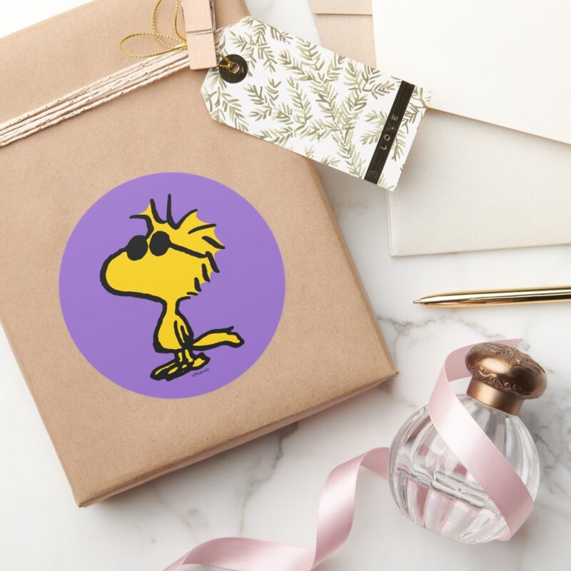 Woodstock In Sunglasses Classic Round Sticker Woodstock In Sunglasses Classic Round Sticker