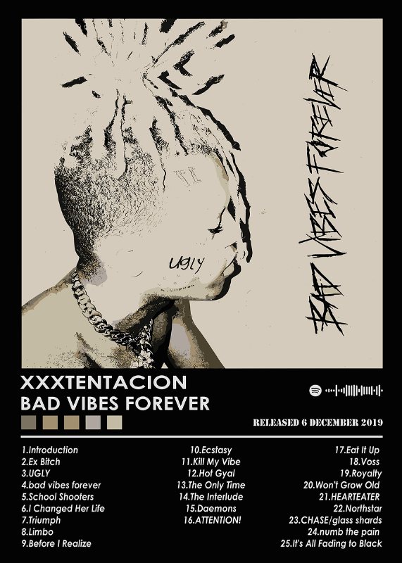 XXXTentacion Bad Vibes Forever Music Poster