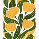Yellow Flowers Green Leaves Poster