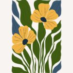 Yellow Flowers With Green Leaves Poster