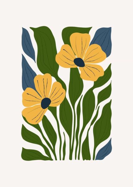 Yellow Flowers With Green Leaves Poster
